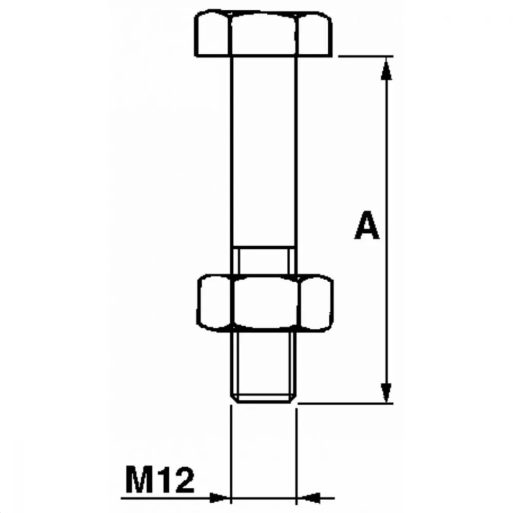 Bulloni Flangia Esagonali M12x50 Mm + Dadi E Rondelle – Kit Da 10 Pezzi – Zincati Grado 10.9