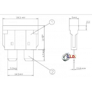 Fusibile bilama 1 A nero 19x20 mm